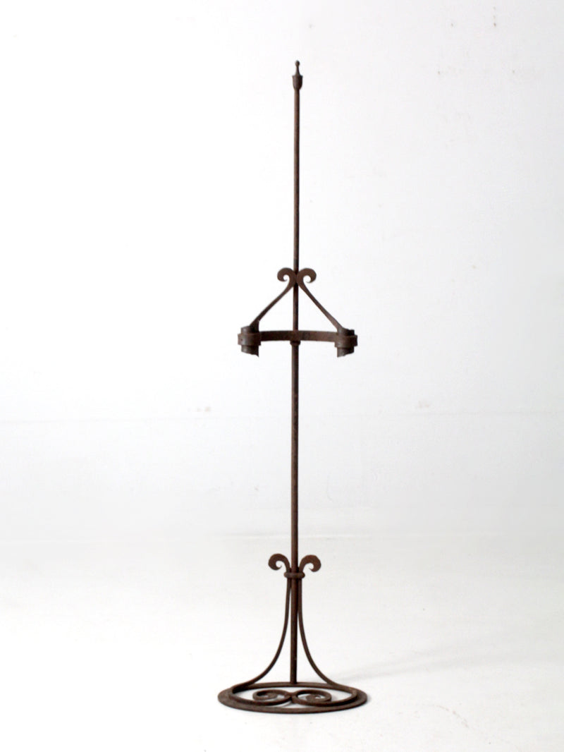 antique wrought iron floor standing candle holder