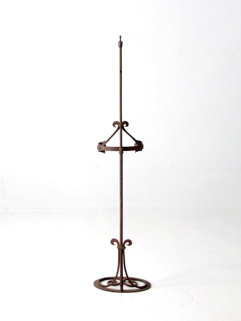 antique wrought iron floor standing candle holder