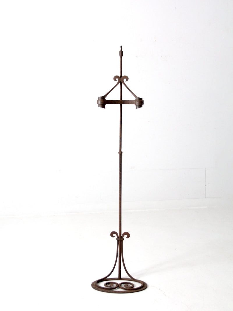 antique wrought iron floor standing candle holder