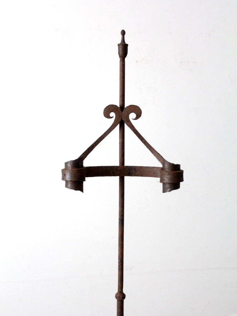 antique wrought iron floor standing candle holder