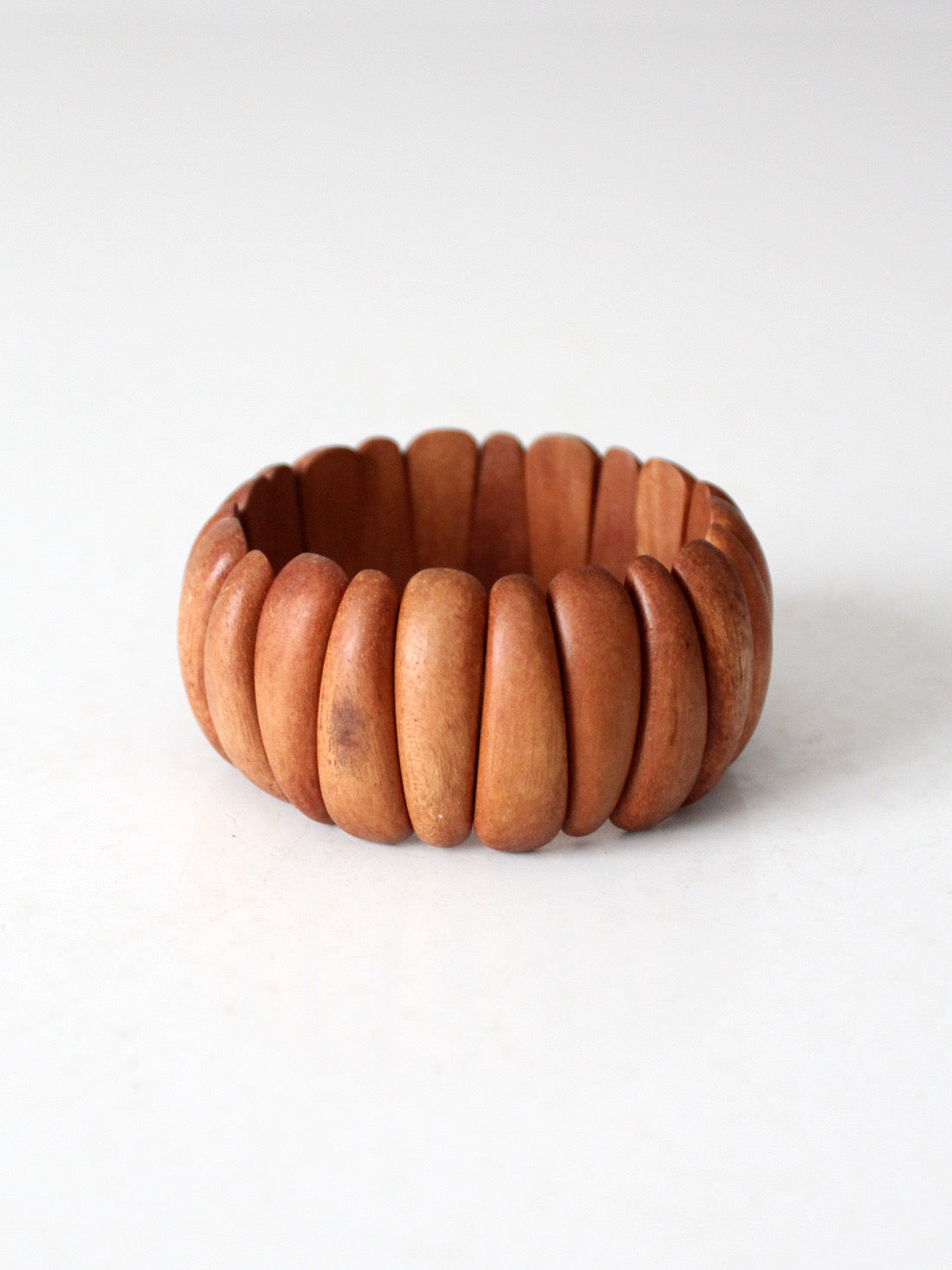 1970s sculptural wooden stretch bracelet