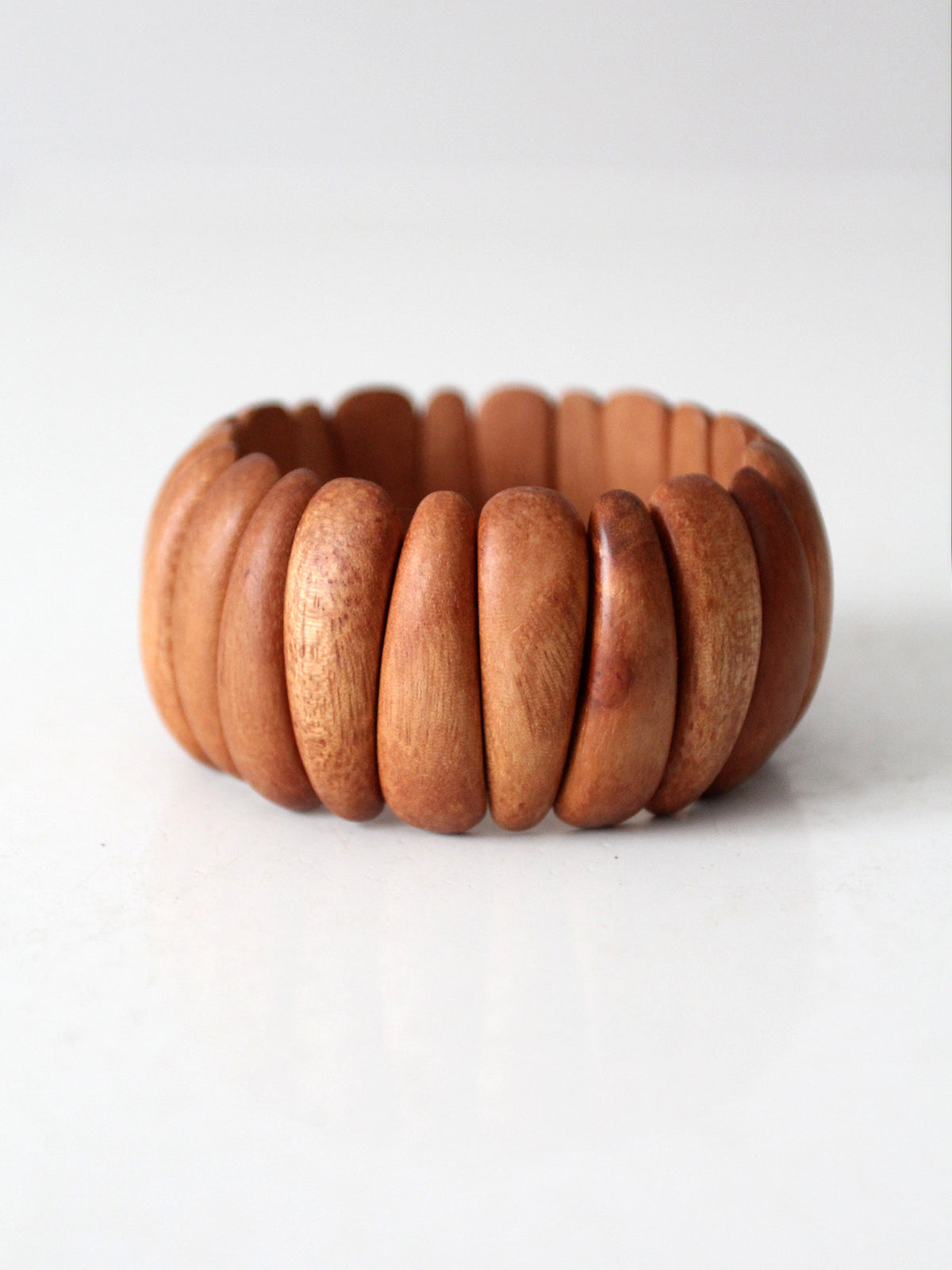 1970s sculptural wooden stretch bracelet