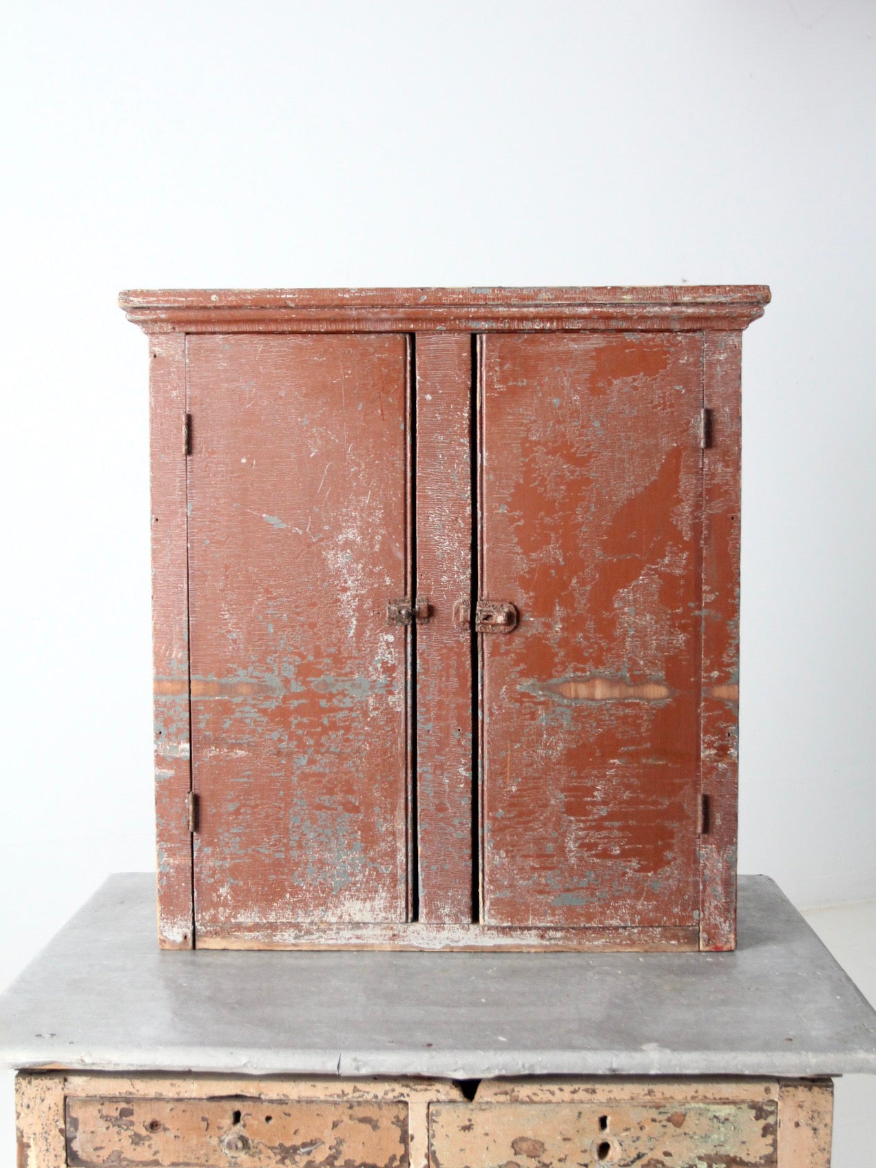 antique painted primitive countertop cupboard