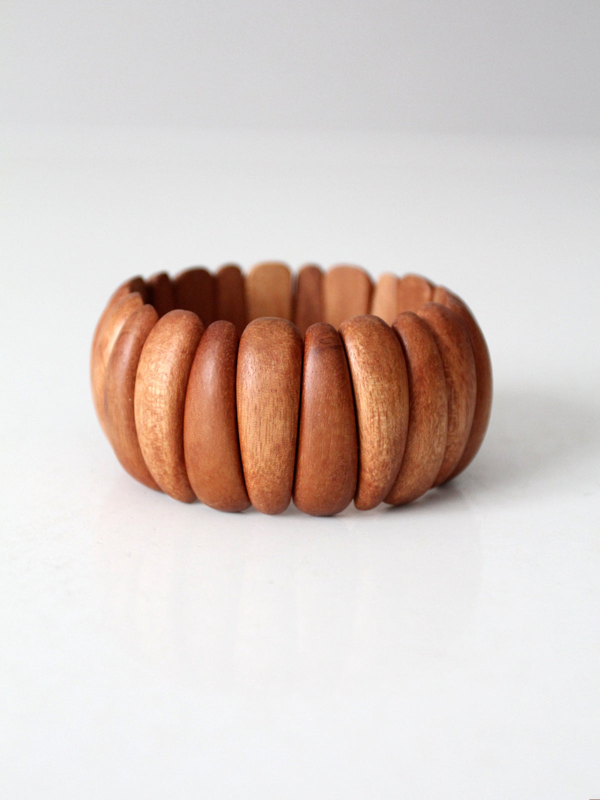 1970s sculptural wooden stretch bracelet