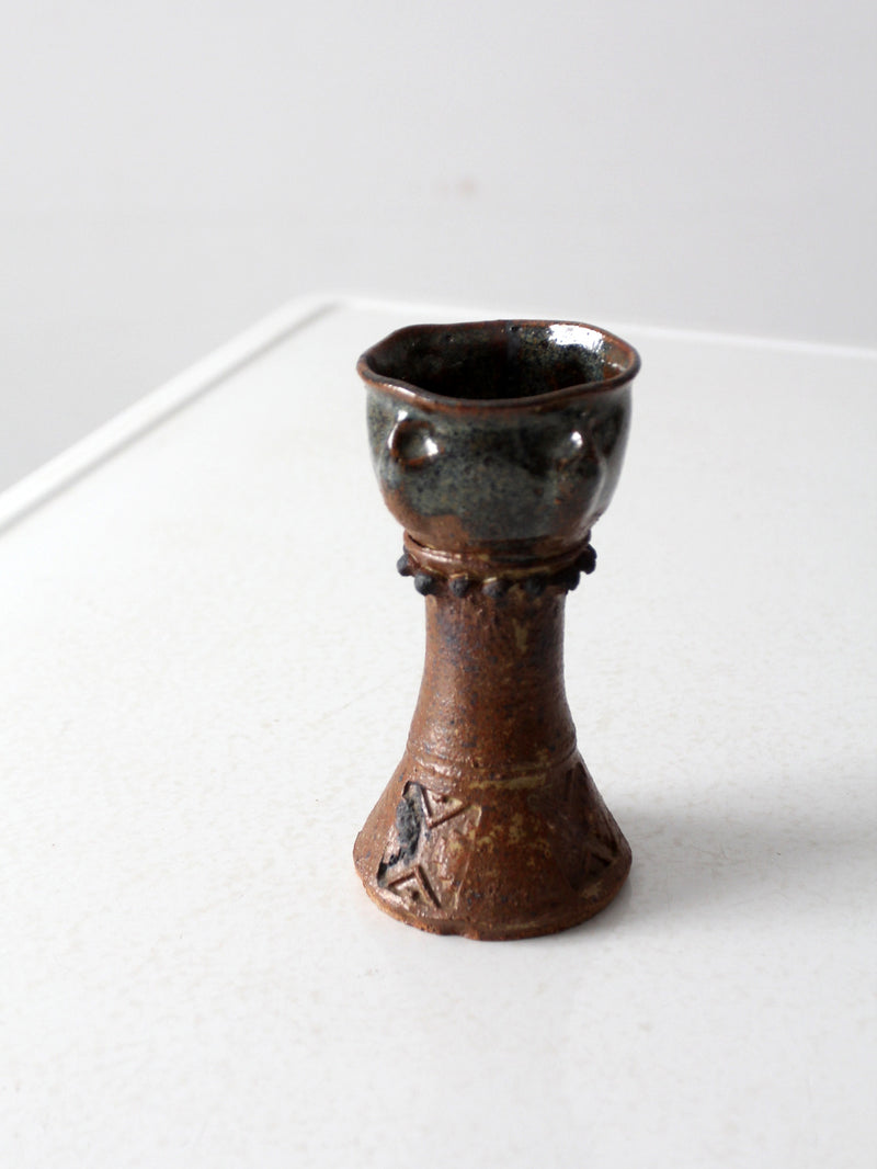 vintage studio pottery chalice vase