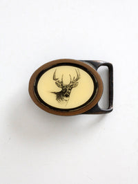 vintage solid brass deer belt buckle