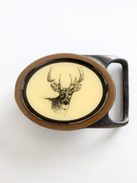 vintage solid brass deer belt buckle