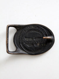 vintage solid brass deer belt buckle
