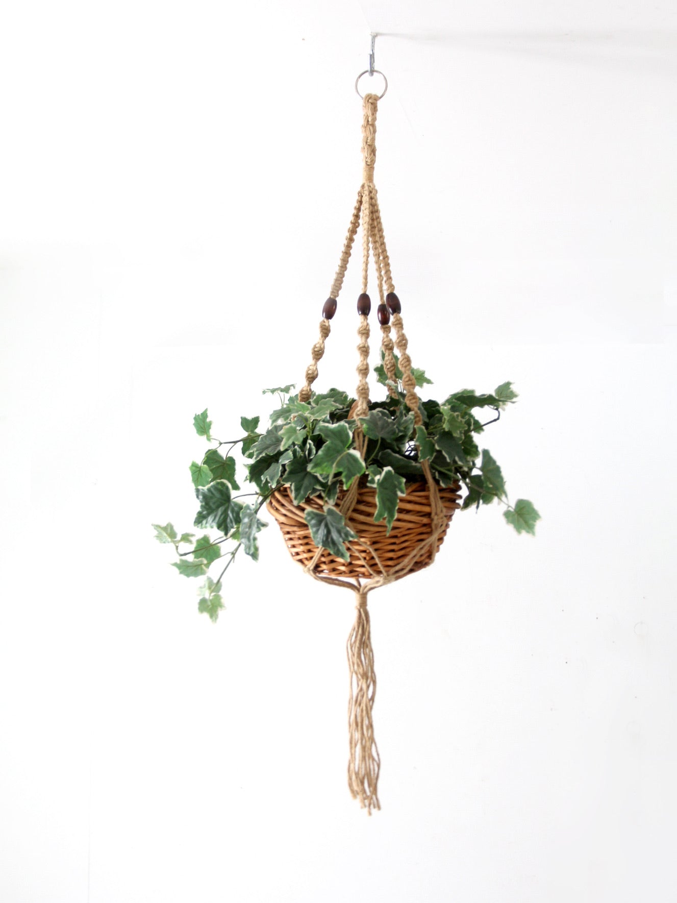vintage plant hanger pair vintage macrame plant hangers