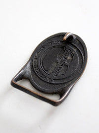vintage solid brass deer belt buckle