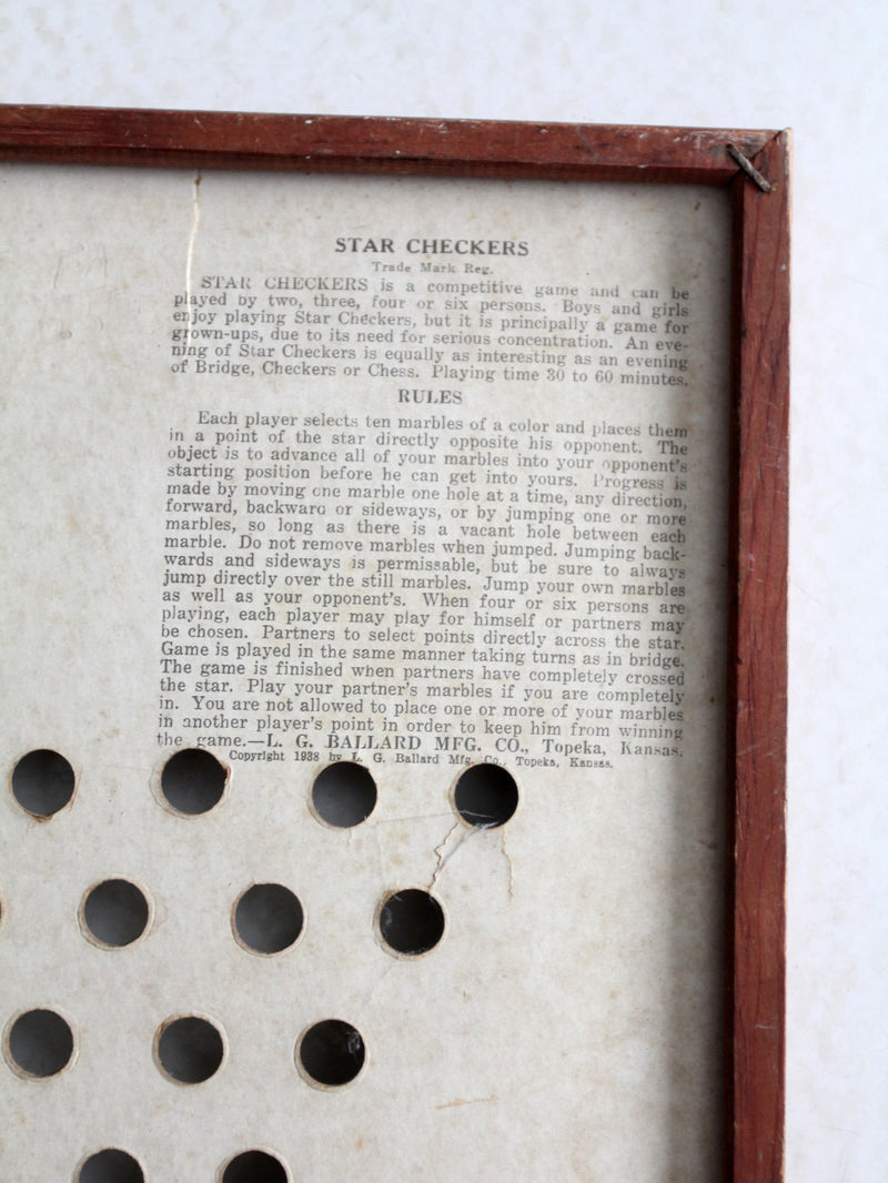 vintage 1938 The Original Star Checkers game board