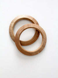 vintage natural wood bangle bracelets | set of 2