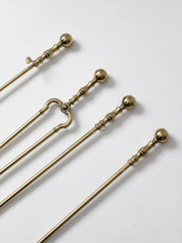 vintage brass fireplace tool set