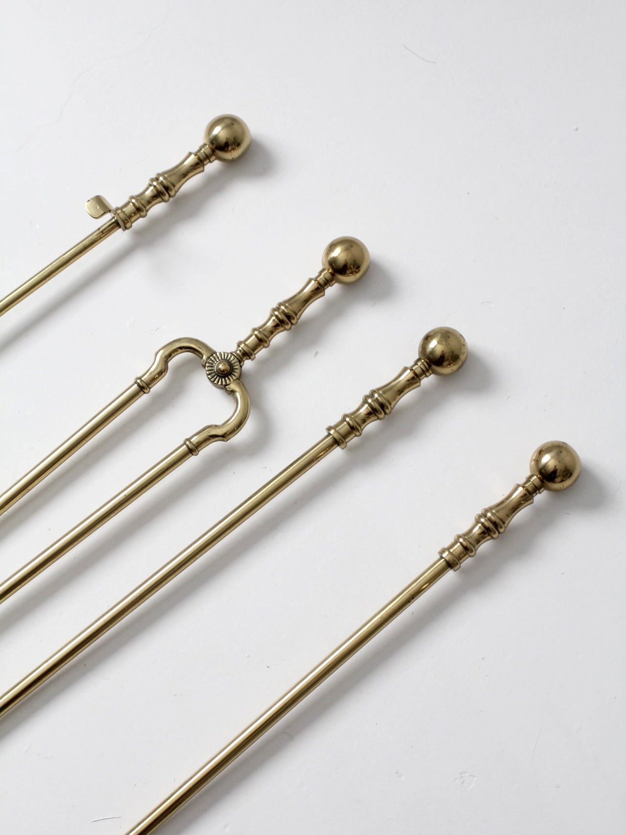 vintage brass fireplace tool set