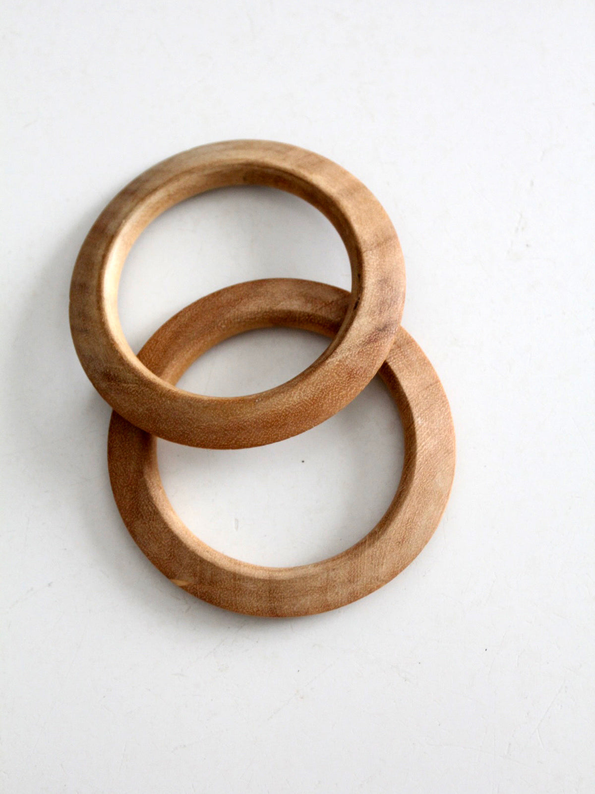vintage natural wood bangle bracelets | set of 2