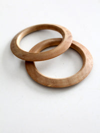 vintage natural wood bangle bracelets | set of 2