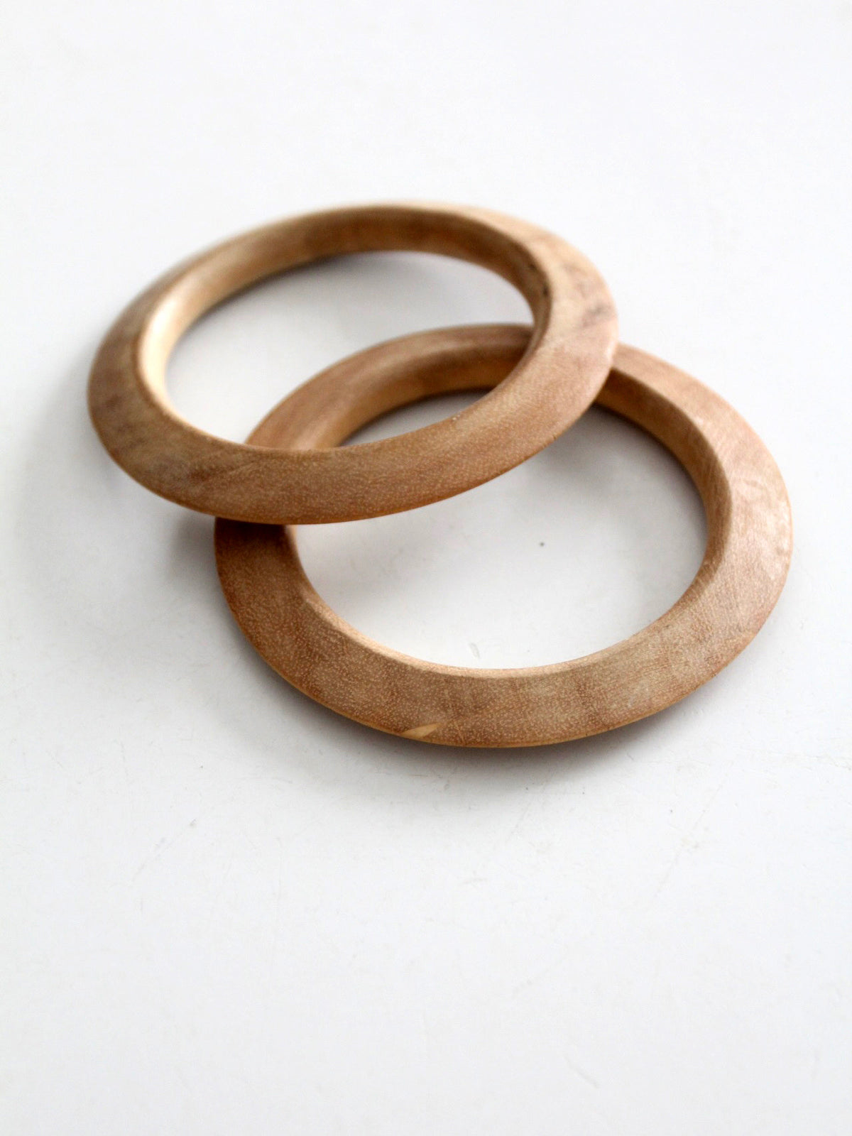 vintage natural wood bangle bracelets | set of 2