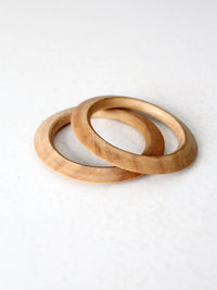 vintage natural wood bangle bracelets | set of 2
