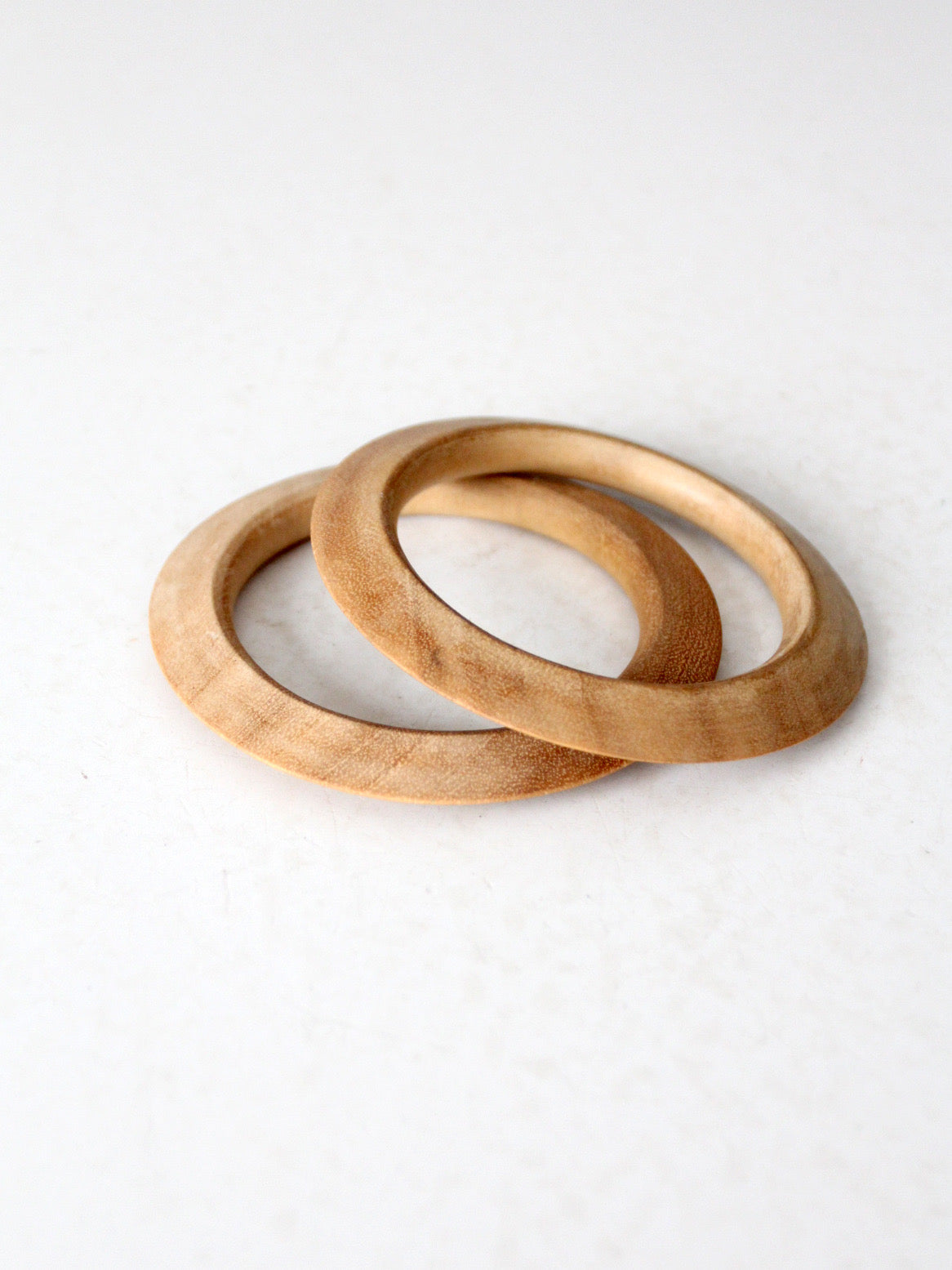 vintage natural wood bangle bracelets | set of 2