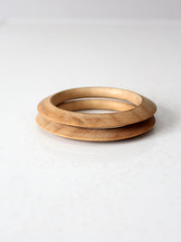 vintage natural wood bangle bracelets | set of 2