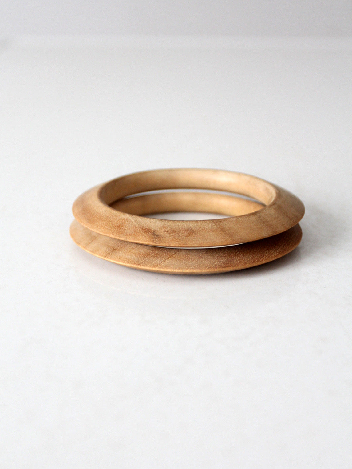 vintage natural wood bangle bracelets | set of 2