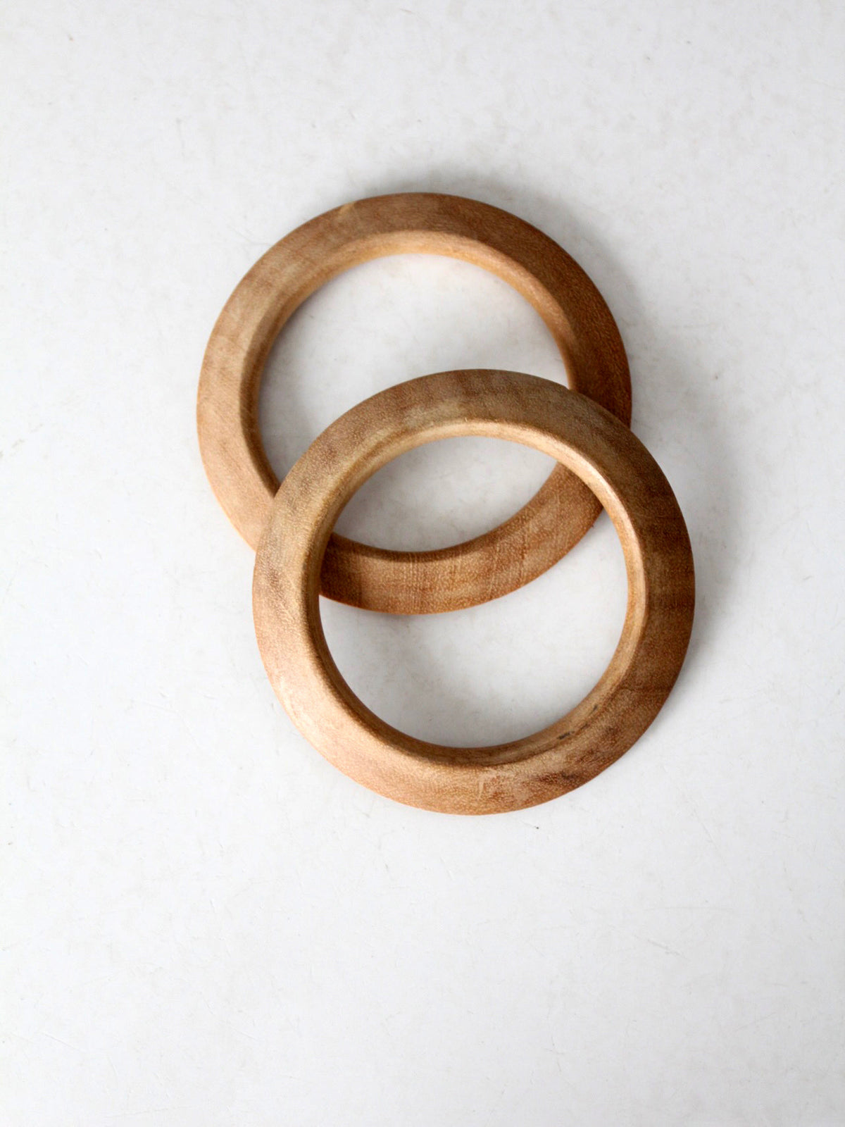 vintage natural wood bangle bracelets | set of 2