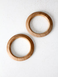 vintage natural wood bangle bracelets | set of 2