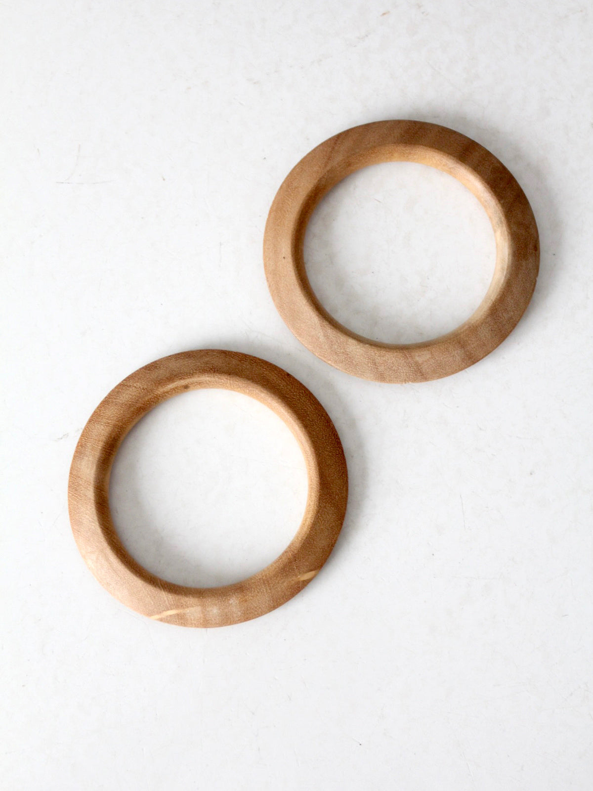 vintage natural wood bangle bracelets | set of 2