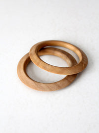 vintage natural wood bangle bracelets | set of 2