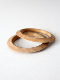 vintage natural wood bangle bracelets | set of 2