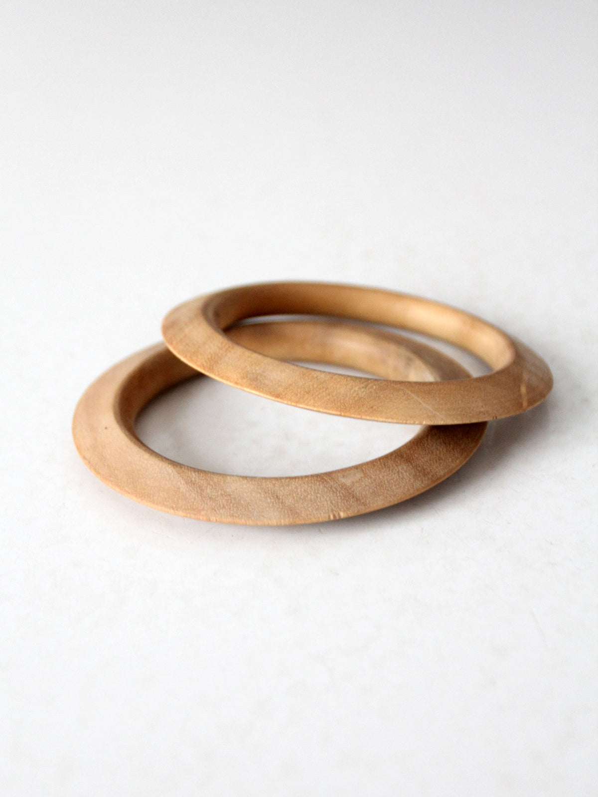 vintage natural wood bangle bracelets | set of 2