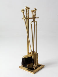 vintage brass fireplace tool set