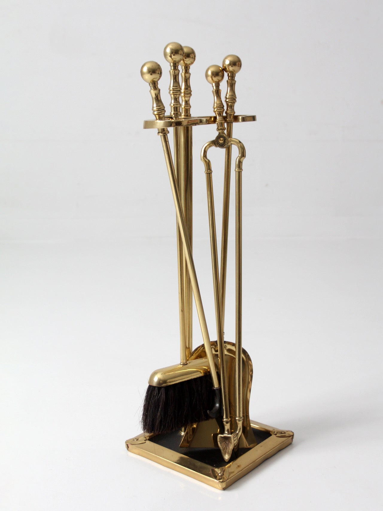 vintage brass fireplace tool set