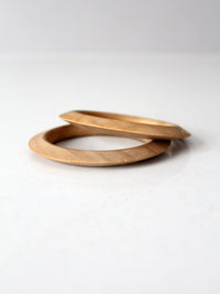vintage natural wood bangle bracelets | set of 2
