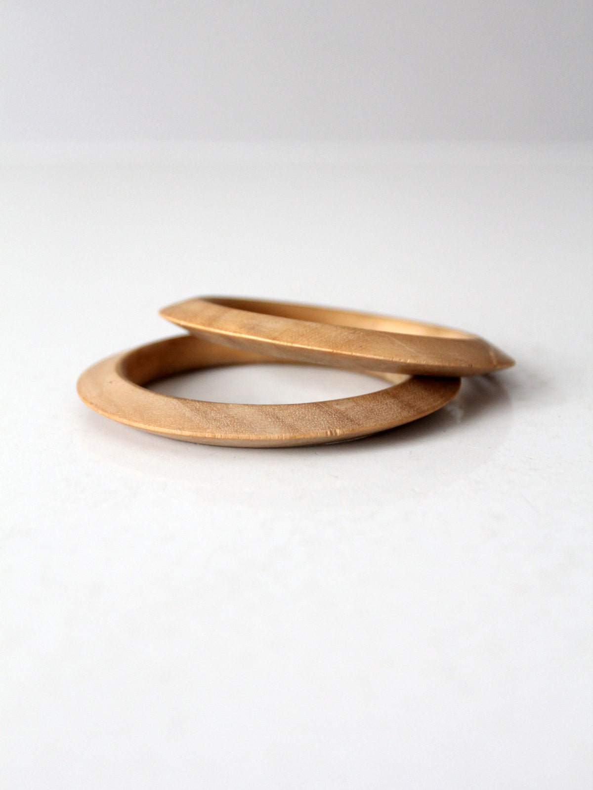 vintage natural wood bangle bracelets | set of 2