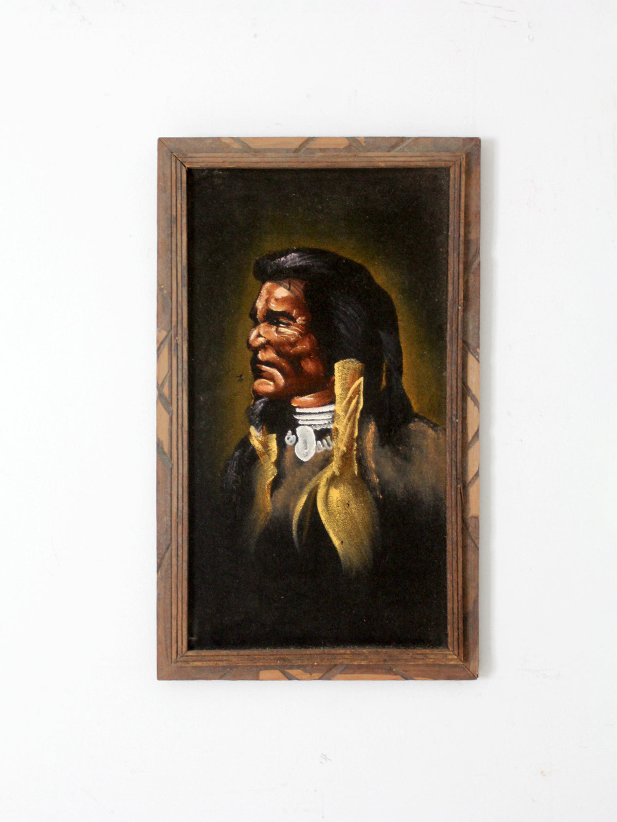 vintage Native American chief velvet painting – 86 Vintage