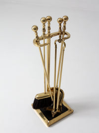 vintage brass fireplace tool set
