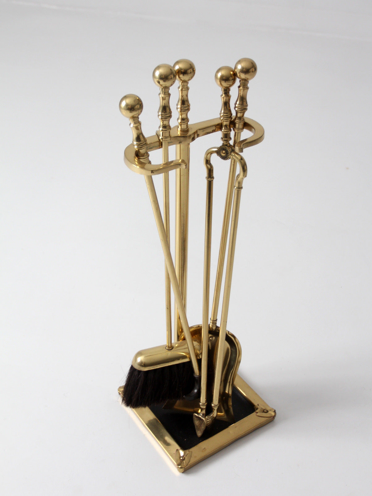 vintage brass fireplace tool set