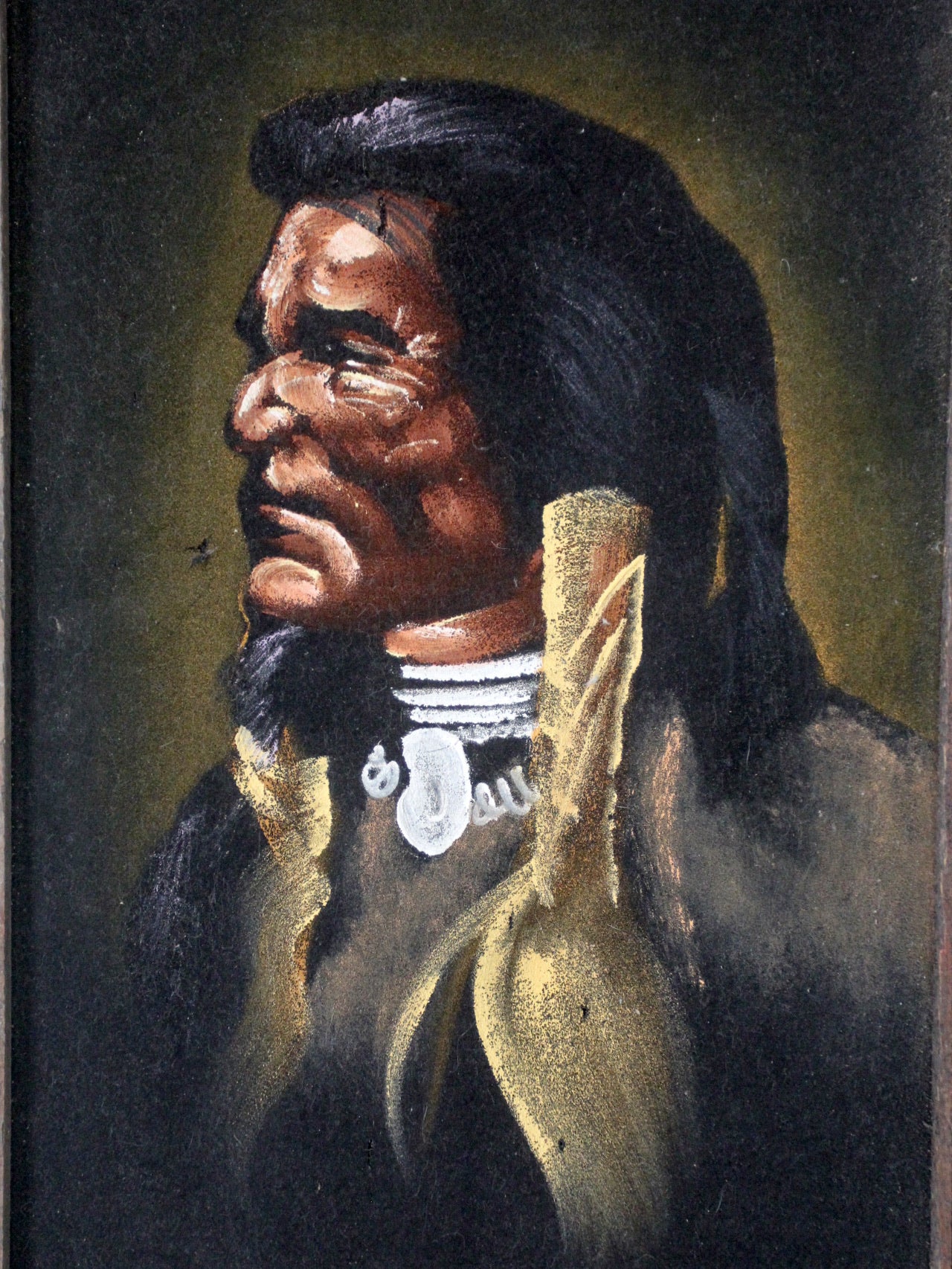 vintage Native American chief velvet painting – 86 Vintage