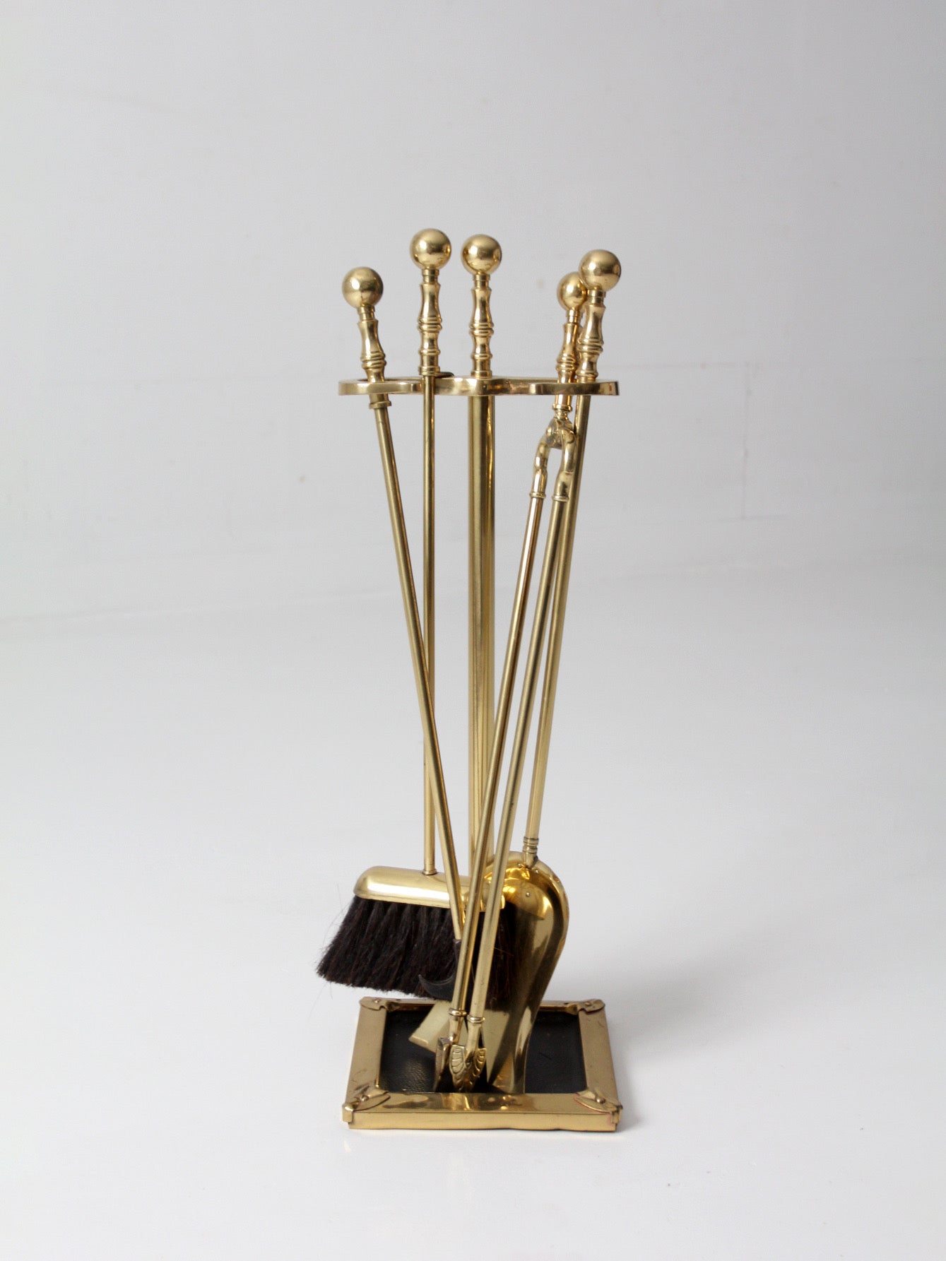 vintage brass fireplace tool set