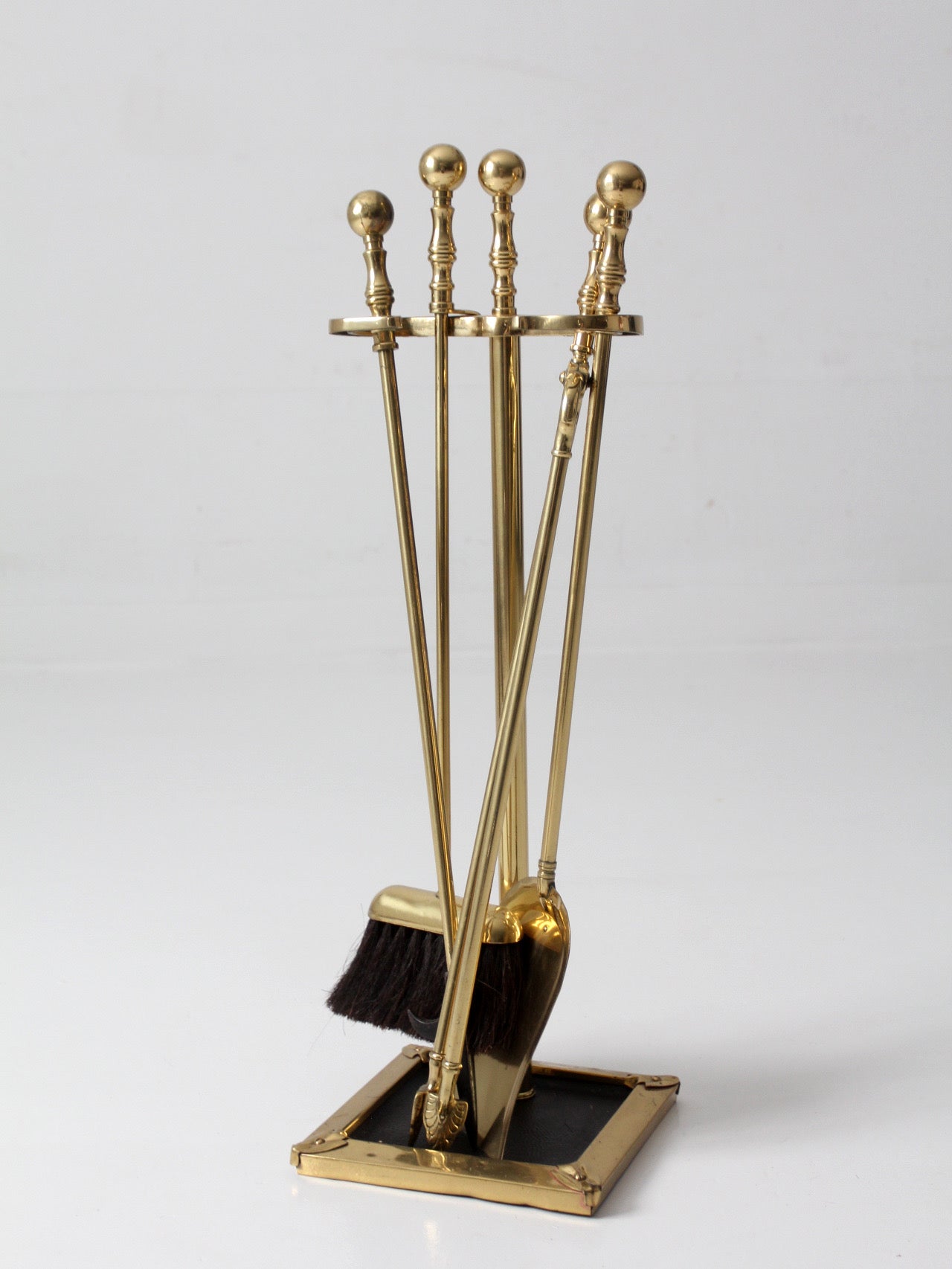 vintage brass fireplace tool set