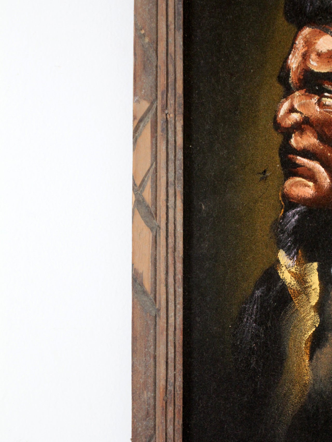 vintage Native American chief velvet painting – 86 Vintage