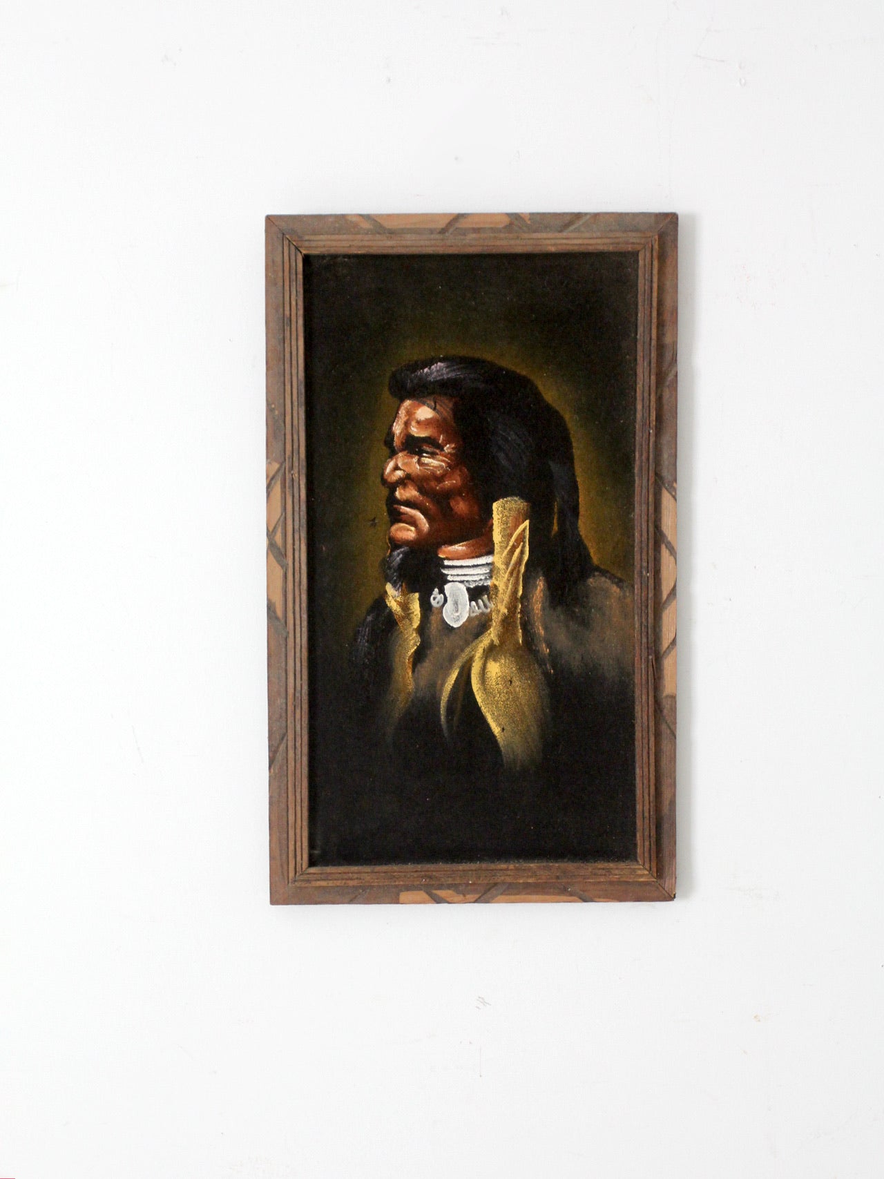 vintage Native American chief velvet painting – 86 Vintage