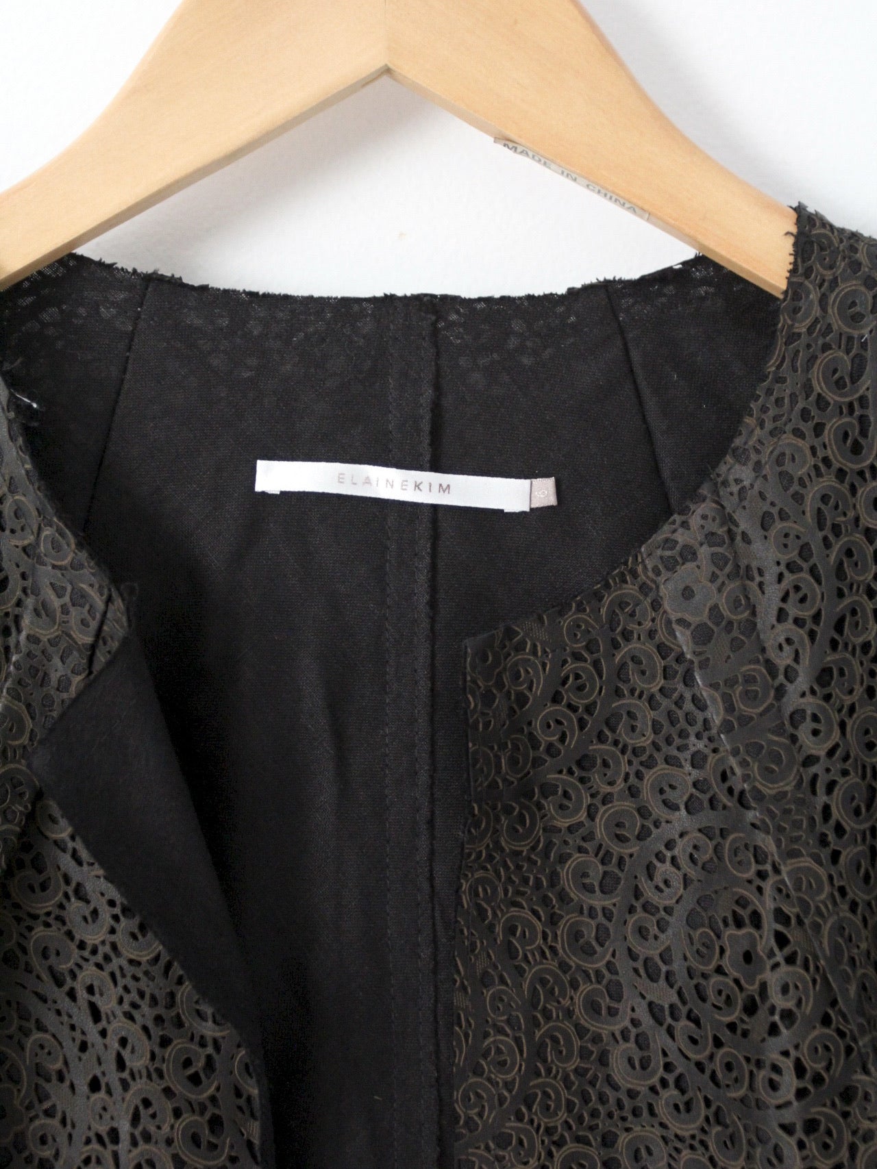 Elaine Kim Leather Jacket Cut Out Fine Leather Coat