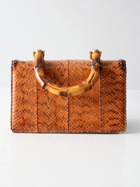 vintage reptile skin accordion hand bag
