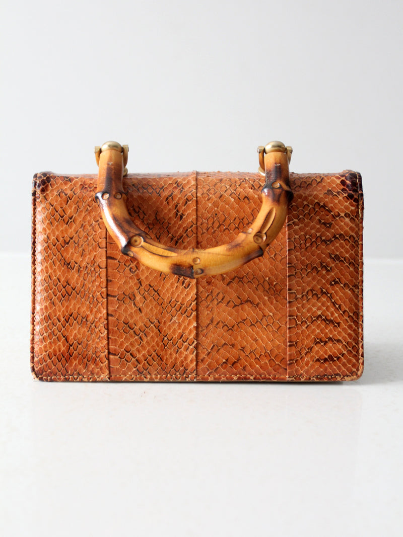 vintage reptile skin accordion hand bag