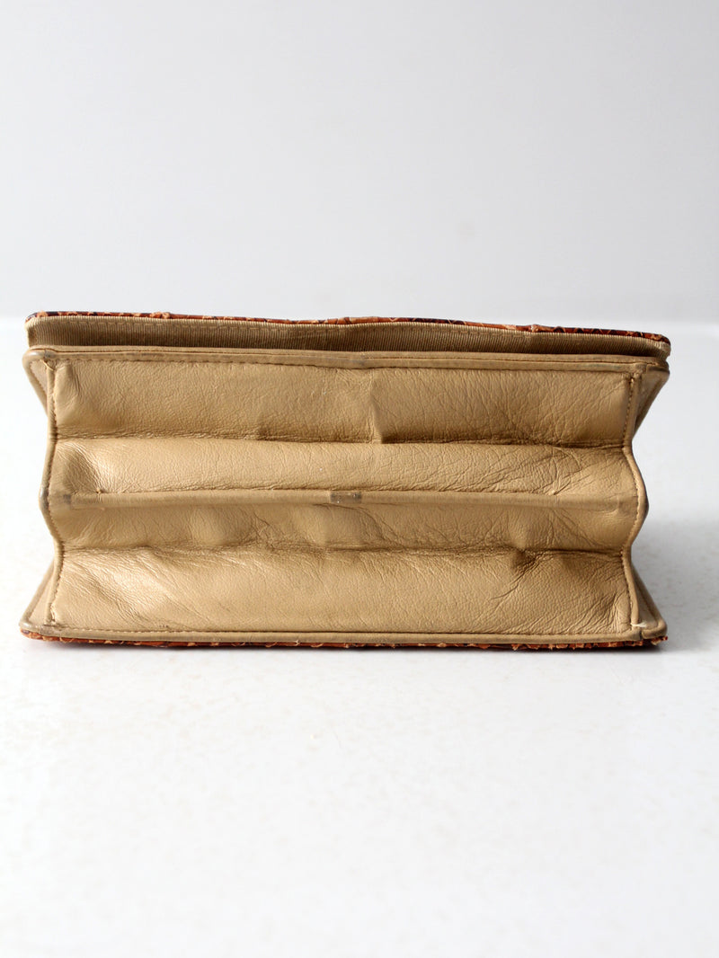vintage reptile skin accordion hand bag