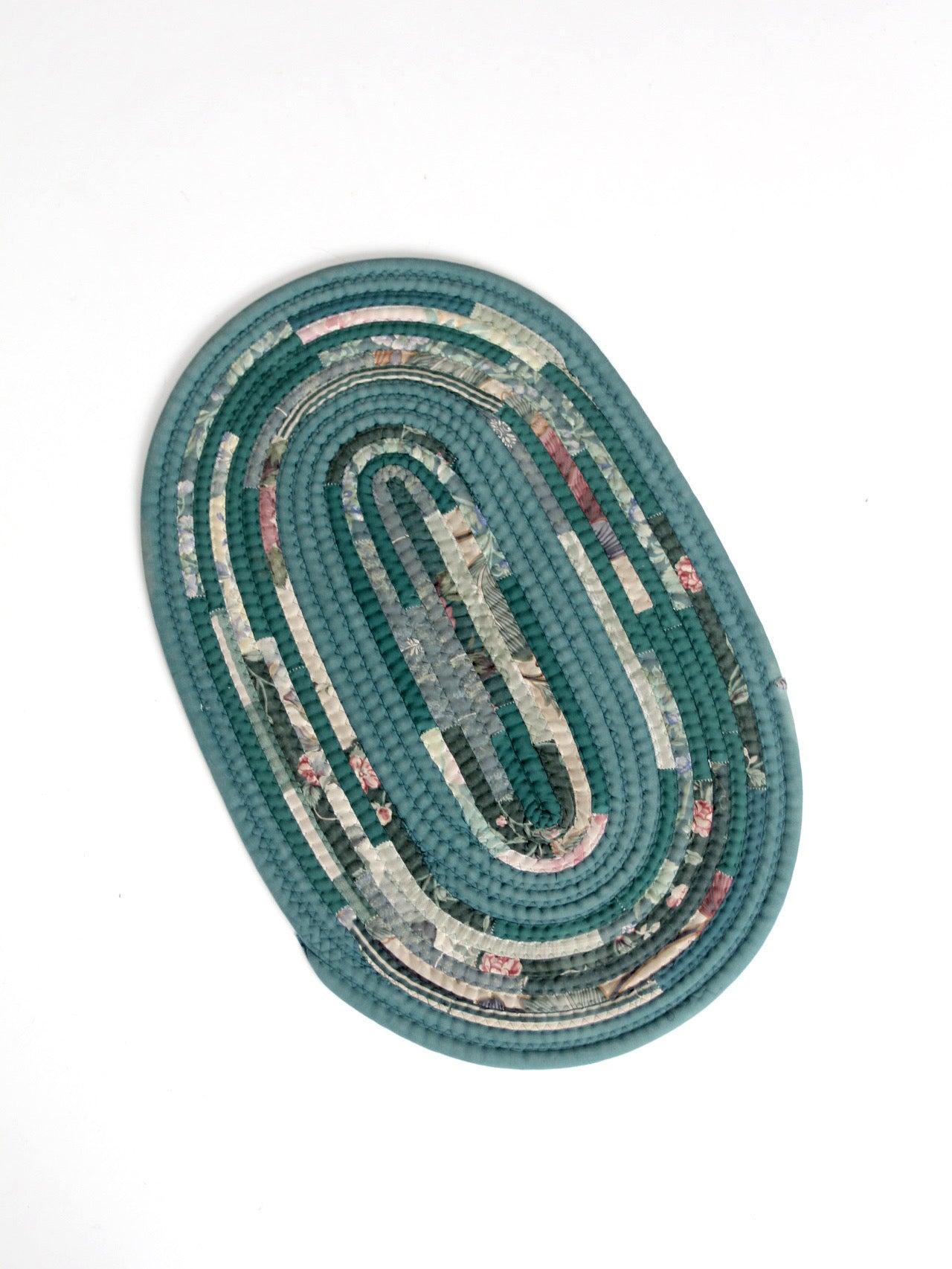 vintage handmade braided rag rug