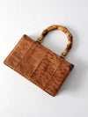 vintage reptile skin accordion hand bag