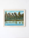 vintage mountain lake landscape painting